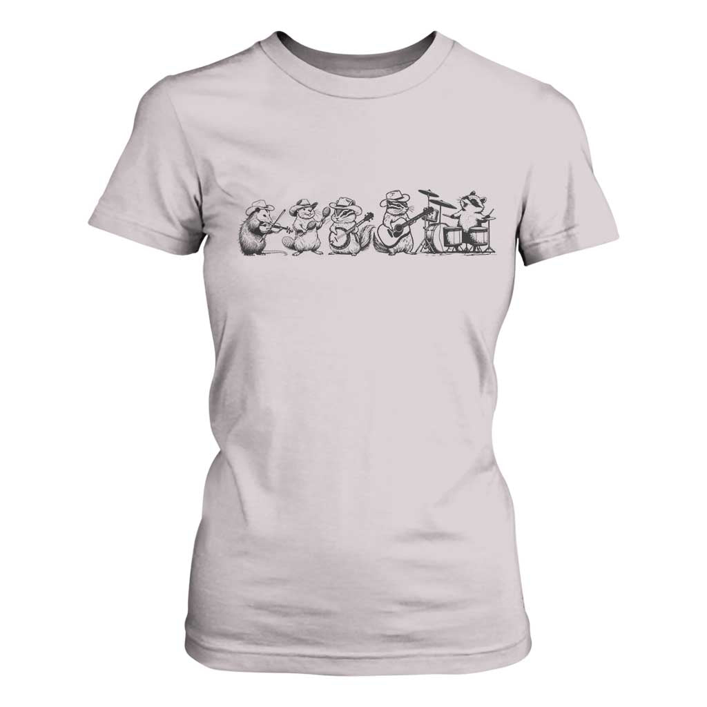 Animal Band T Shirt For Women Funny Forest Animals Playing Instruments Vintage Music Lovers TS10 Ice Gray Print Your Wear