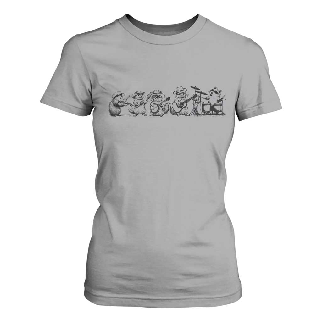 Animal Band T Shirt For Women Funny Forest Animals Playing Instruments Vintage Music Lovers TS10 Sport Gray Print Your Wear