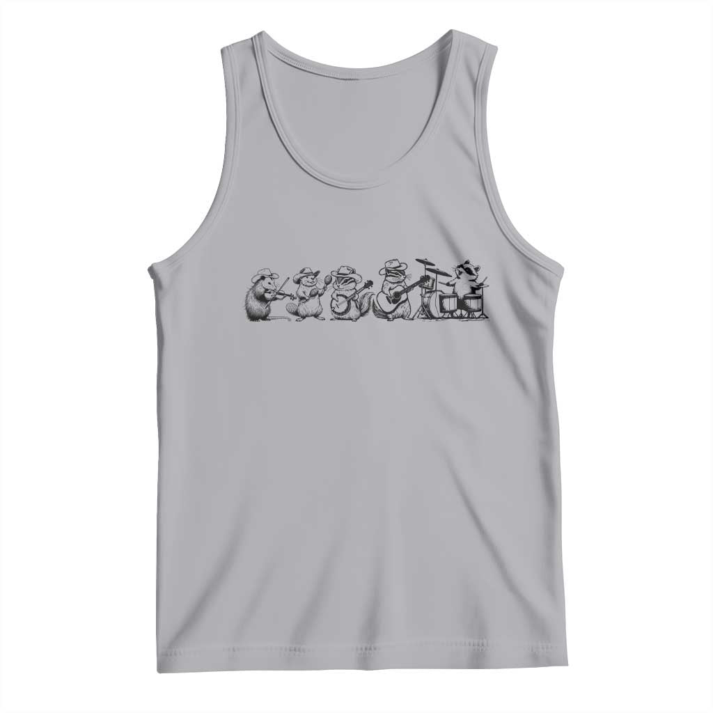 Animal Band Tank Top Funny Forest Animals Playing Instruments Vintage Music Lovers TS10 Athletic Heather Print Your Wear