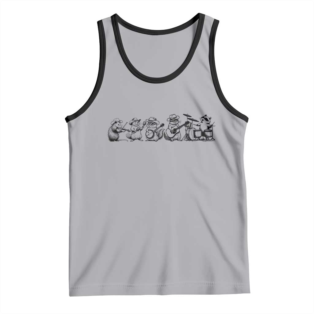 Animal Band Tank Top Funny Forest Animals Playing Instruments Vintage Music Lovers TS10 Athletic Heather Black Print Your Wear