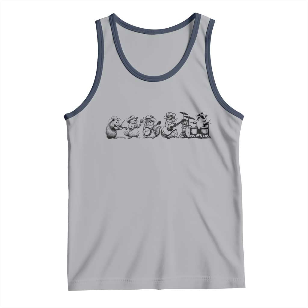Animal Band Tank Top Funny Forest Animals Playing Instruments Vintage Music Lovers TS10 Athletic Heather Navy Print Your Wear