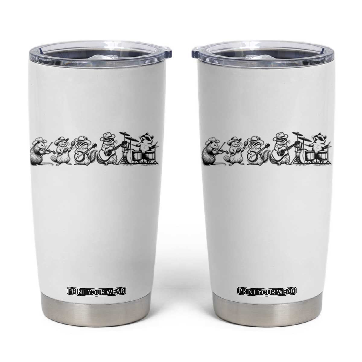 Animal Band Tumbler Cup Funny Forest Animals Playing Instruments Vintage Music Lovers TS10 White Print Your Wear