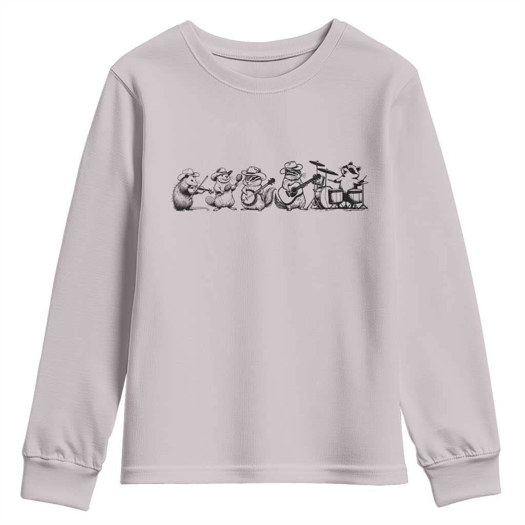 Animal Band Youth Sweatshirt Funny Forest Animals Playing Instruments Vintage Music Lovers TS10 Ice Gray Print Your Wear