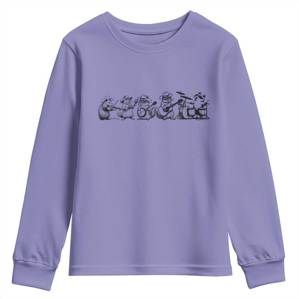 Animal Band Youth Sweatshirt Funny Forest Animals Playing Instruments Vintage Music Lovers TS10 Violet Print Your Wear