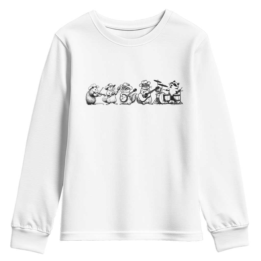 Animal Band Youth Sweatshirt Funny Forest Animals Playing Instruments Vintage Music Lovers TS10 White Print Your Wear