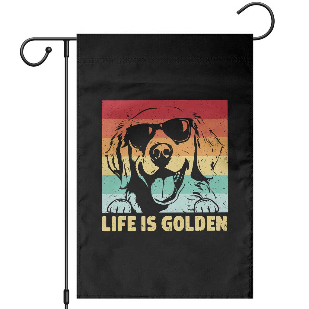 Golden Retriever Dog Garden Flag Life is Golden Retro Vintage TS10 Black Print Your Wear