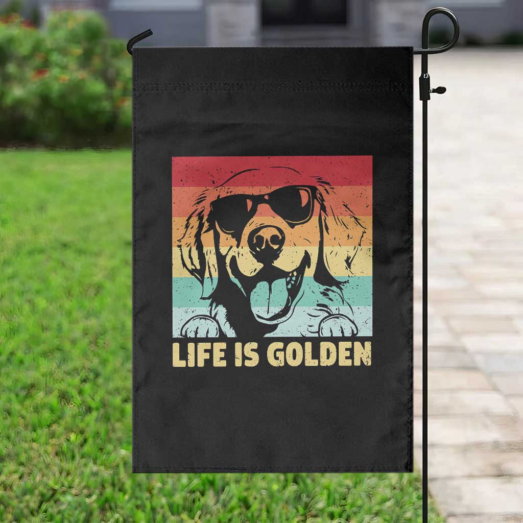 Golden Retriever Dog Garden Flag Life is Golden Retro Vintage TS10 Print Your Wear