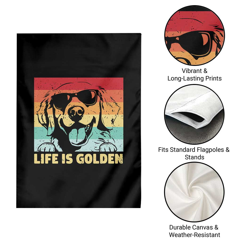 Golden Retriever Dog Garden Flag Life is Golden Retro Vintage TS10 Print Your Wear
