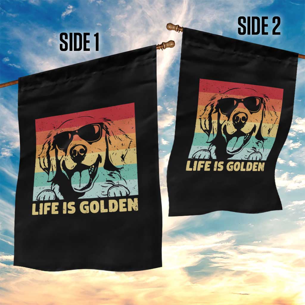 Golden Retriever Dog Garden Flag Life is Golden Retro Vintage TS10 Print Your Wear