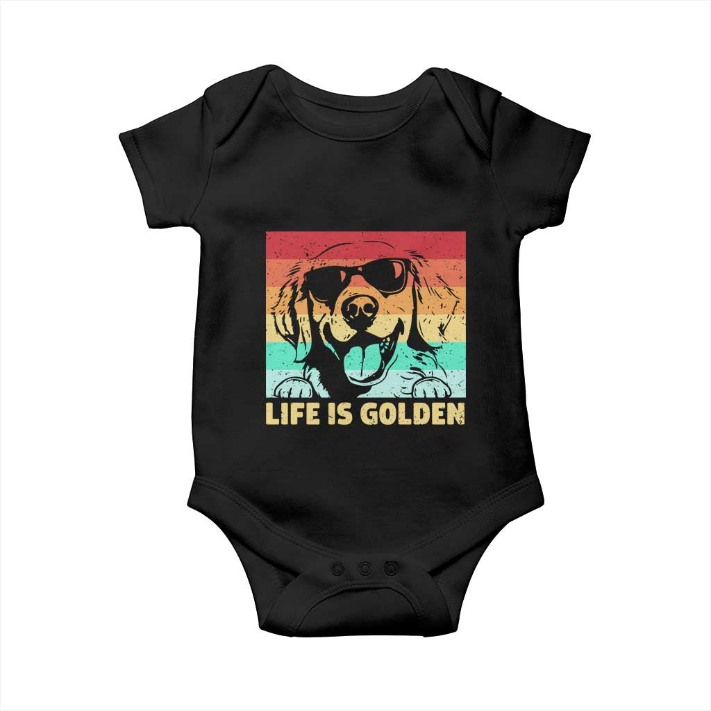 Golden Retriever Dog Baby Onesie Life is Golden Retro Vintage TS10 Black Print Your Wear