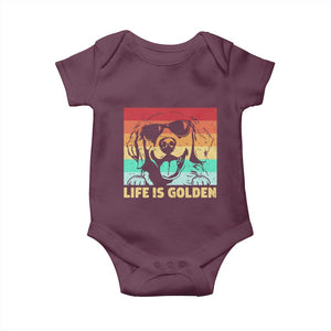 Golden Retriever Dog Baby Onesie Life is Golden Retro Vintage TS10 Maroon Print Your Wear