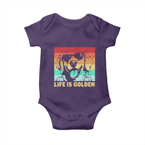 Golden Retriever Dog Baby Onesie Life is Golden Retro Vintage TS10 Purple Print Your Wear