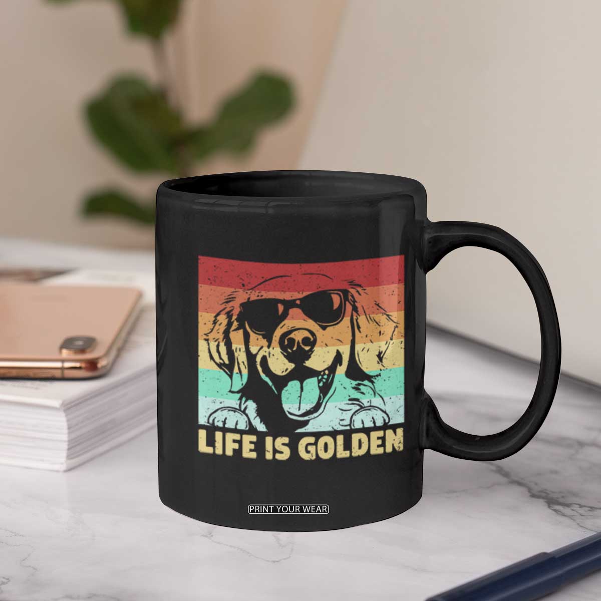 Golden Retriever Dog Coffee Mug Life is Golden Retro Vintage TS10 Print Your Wear