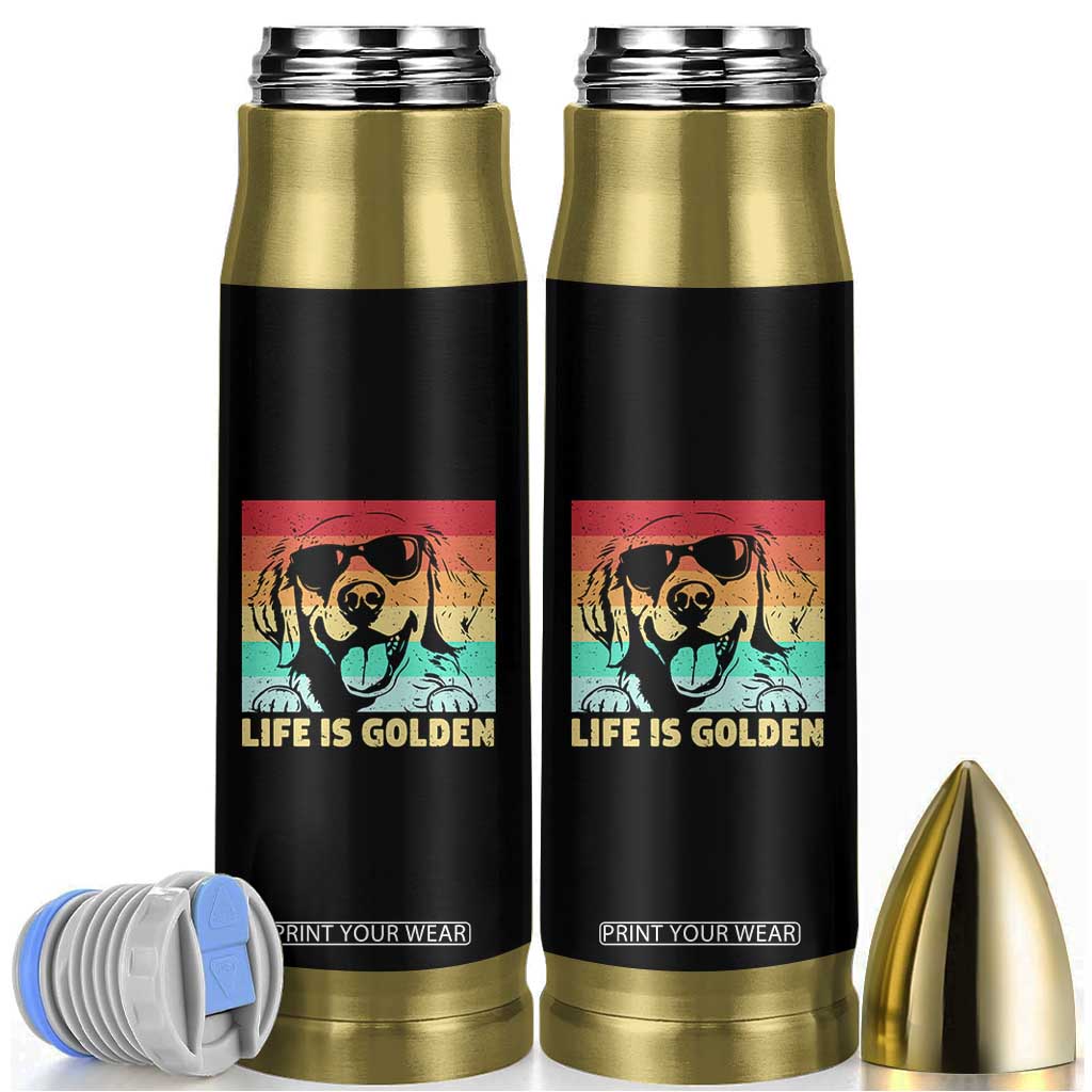 Golden Retriever Dog Bullet Tumbler Life is Golden Retro Vintage TS10 Black Print Your Wear