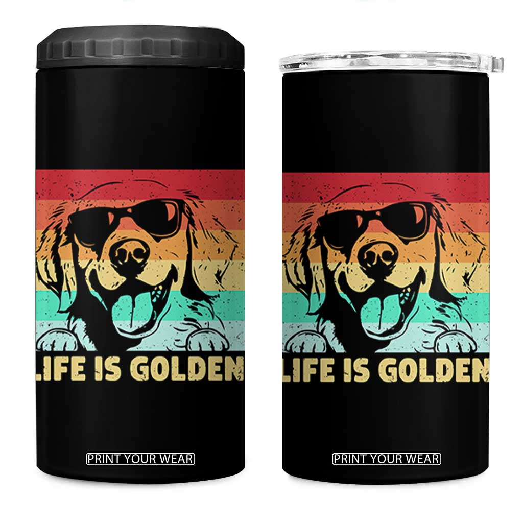 Golden Retriever Dog 4 in 1 Can Cooler Tumbler Life is Golden Retro Vintage TS10 One Size: 16 oz Black Print Your Wear