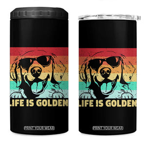 Golden Retriever Dog 4 in 1 Can Cooler Tumbler Life is Golden Retro Vintage TS10 One Size: 16 oz Black Print Your Wear