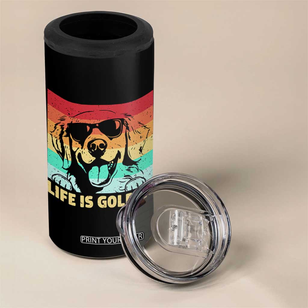 Golden Retriever Dog 4 in 1 Can Cooler Tumbler Life is Golden Retro Vintage TS10 Print Your Wear