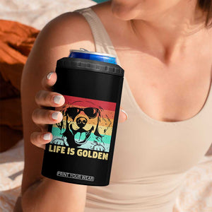 Golden Retriever Dog 4 in 1 Can Cooler Tumbler Life is Golden Retro Vintage TS10 Print Your Wear
