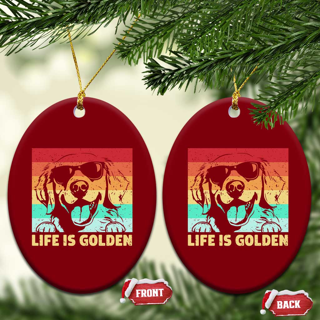 Golden Retriever Dog Ceramic Ornament Life is Golden Retro Vintage TS10 Print Your Wear