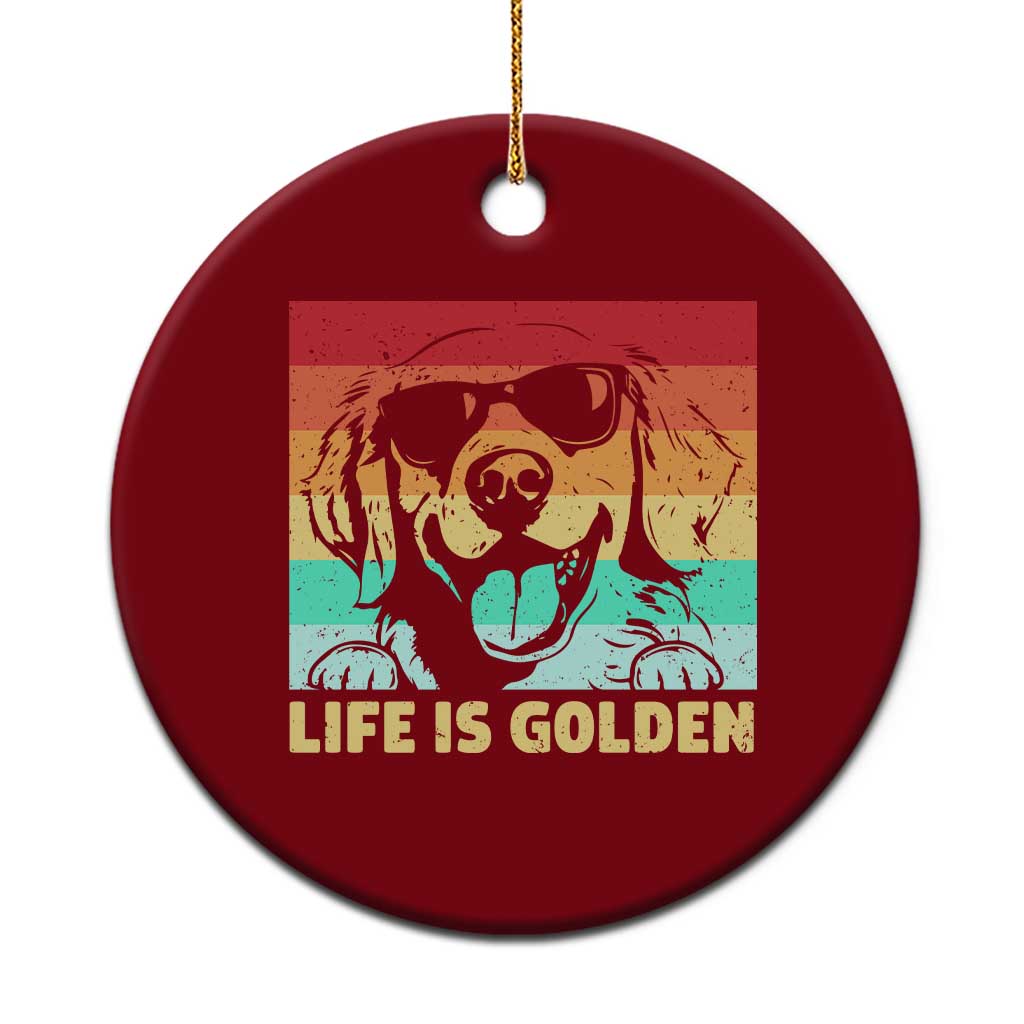 Golden Retriever Dog Ceramic Ornament Life is Golden Retro Vintage TS10 1pc Red Print Your Wear