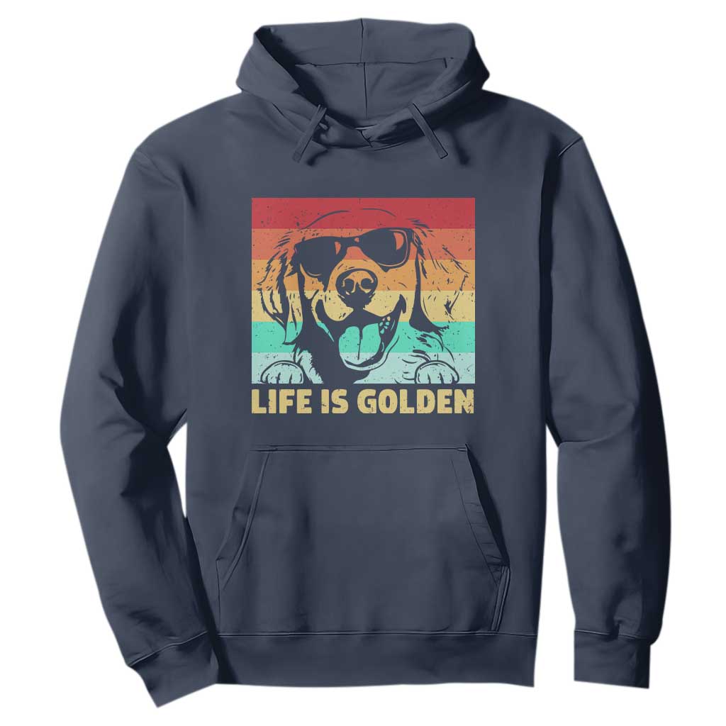 Golden Retriever Dog Hoodie Life is Golden Retro Vintage TS10 Navy Print Your Wear
