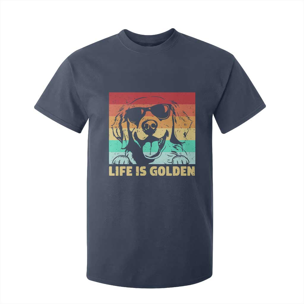 Golden Retriever Dog T Shirt For Kid Life is Golden Retro Vintage TS10 Navy Print Your Wear