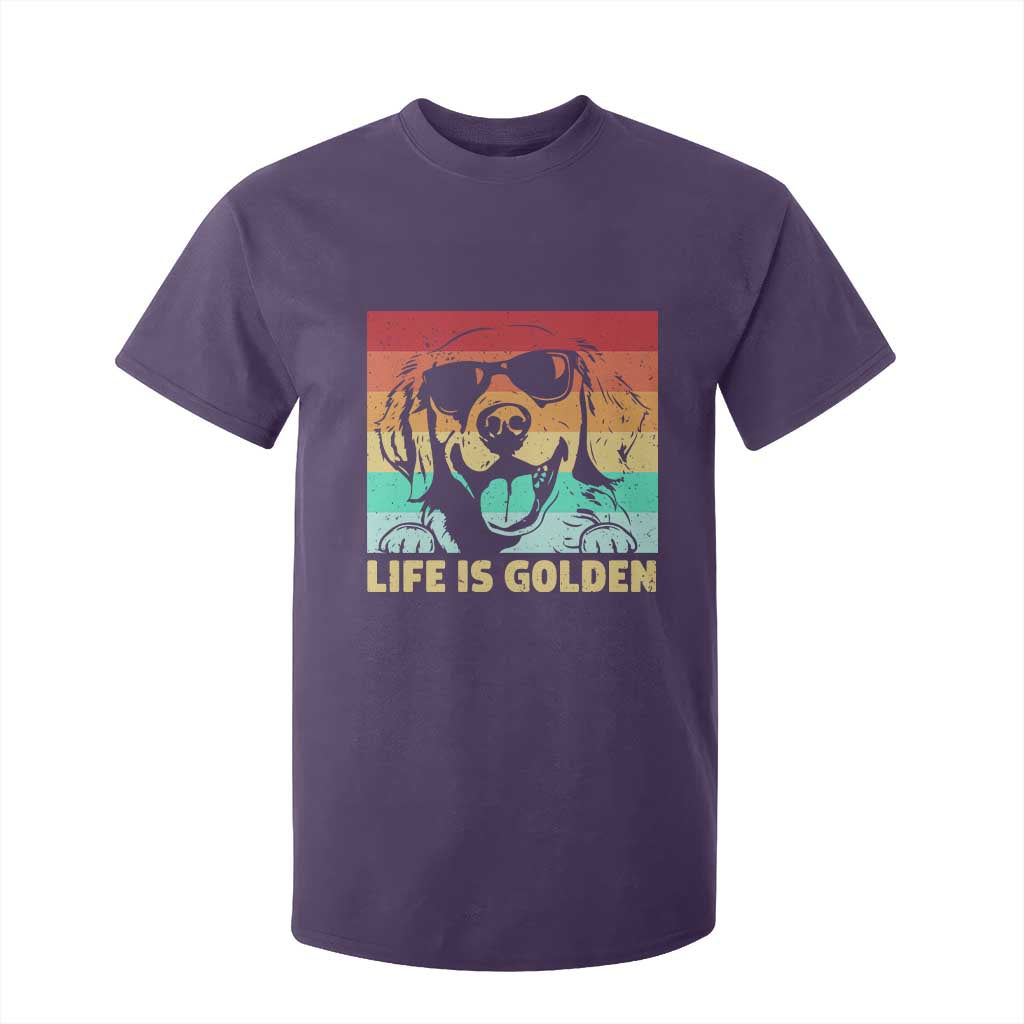 Golden Retriever Dog T Shirt For Kid Life is Golden Retro Vintage TS10 Purple Print Your Wear
