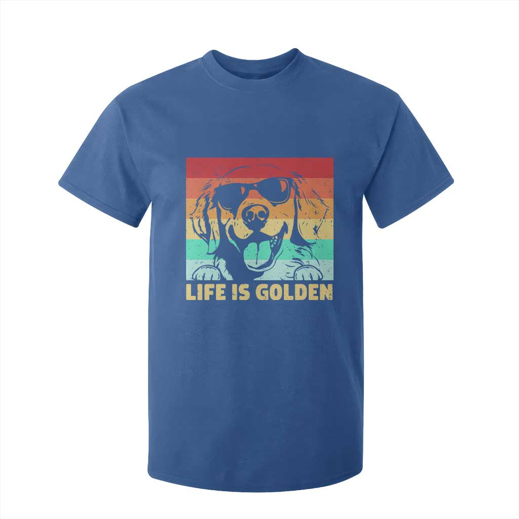 Golden Retriever Dog T Shirt For Kid Life is Golden Retro Vintage TS10 Royal Blue Print Your Wear