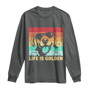 Golden Retriever Dog Long Sleeve Shirt Life is Golden Retro Vintage TS10 Dark Heather Print Your Wear