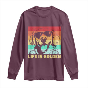 Golden Retriever Dog Long Sleeve Shirt Life is Golden Retro Vintage TS10 Maroon Print Your Wear