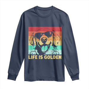 Golden Retriever Dog Long Sleeve Shirt Life is Golden Retro Vintage TS10 Navy Print Your Wear