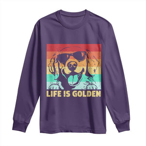 Golden Retriever Dog Long Sleeve Shirt Life is Golden Retro Vintage TS10 Purple Print Your Wear