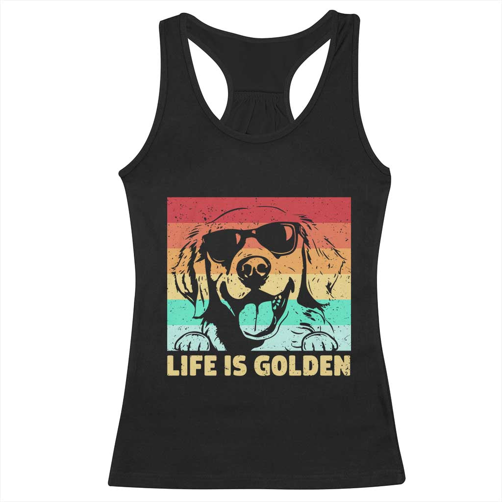 Golden Retriever Dog Racerback Tank Top Life is Golden Retro Vintage TS10 Black Print Your Wear