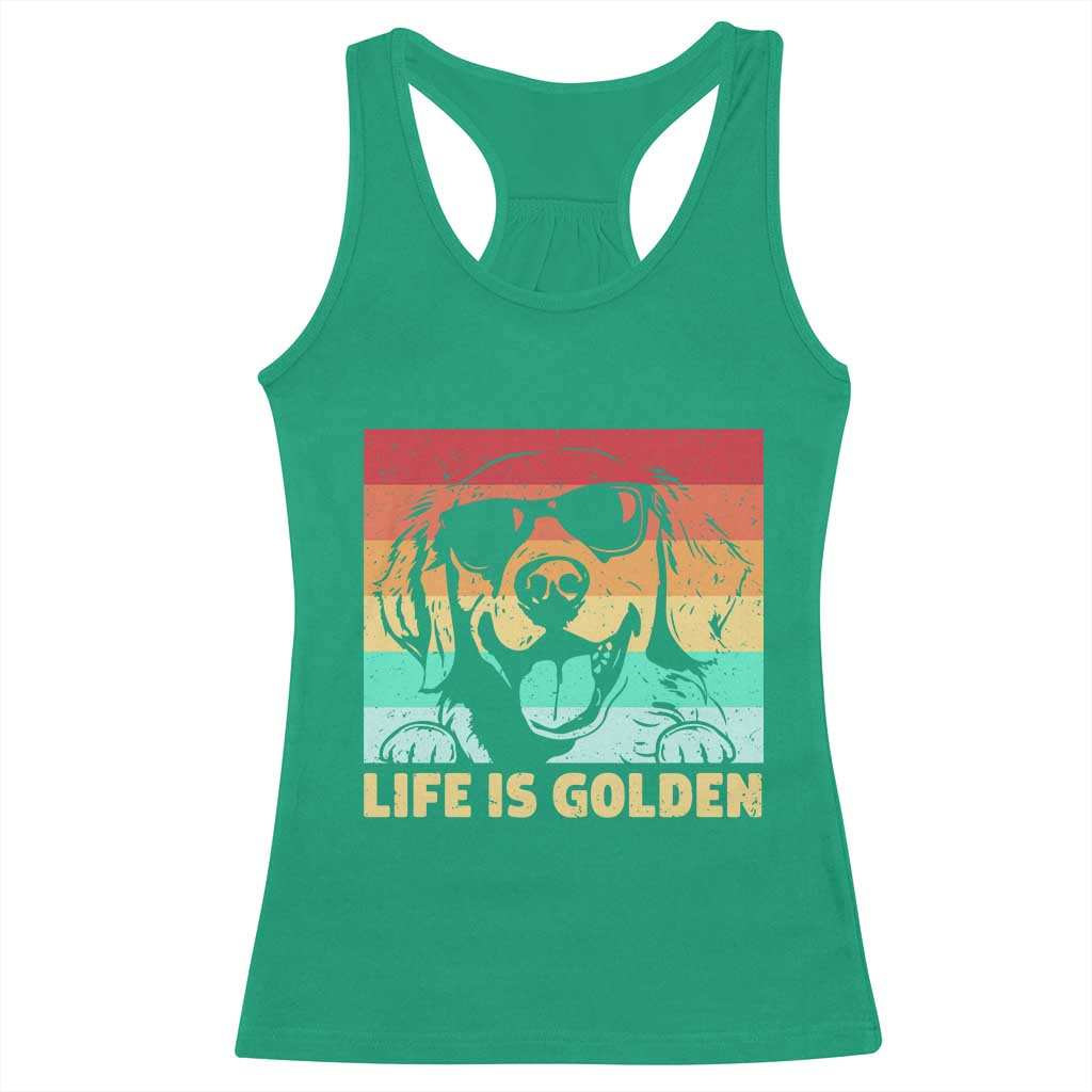 Golden Retriever Dog Racerback Tank Top Life is Golden Retro Vintage TS10 Irish Green Print Your Wear