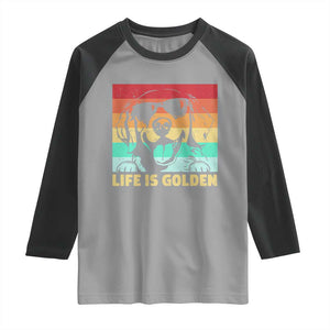 Golden Retriever Dog Raglan Shirt Life is Golden Retro Vintage TS10 Sport Gray Black Print Your Wear