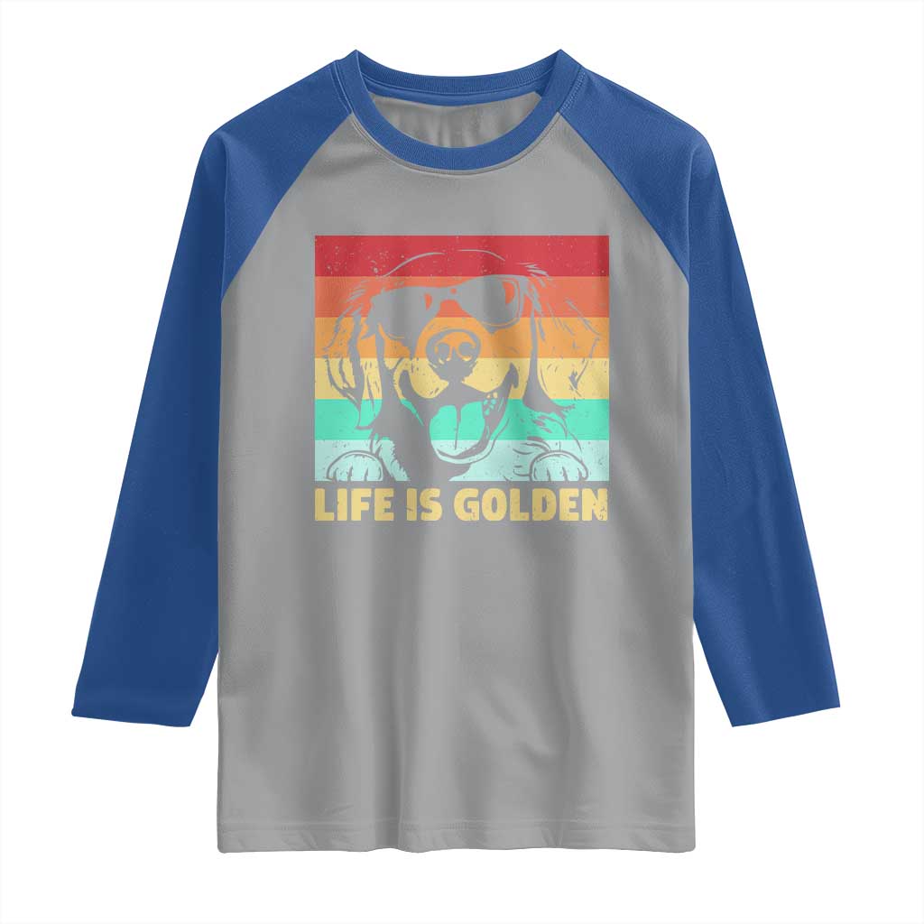 Golden Retriever Dog Raglan Shirt Life is Golden Retro Vintage TS10 Sport Gray Royal Print Your Wear
