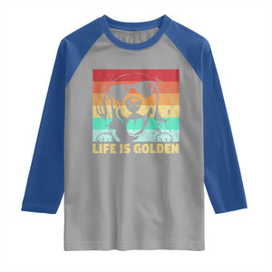 Golden Retriever Dog Raglan Shirt Life is Golden Retro Vintage TS10 Sport Gray Royal Print Your Wear