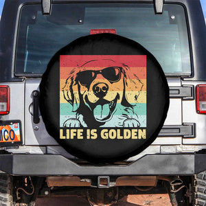 Golden Retriever Dog Spare Tire Cover Life is Golden Retro Vintage TS10 No hole Black Print Your Wear