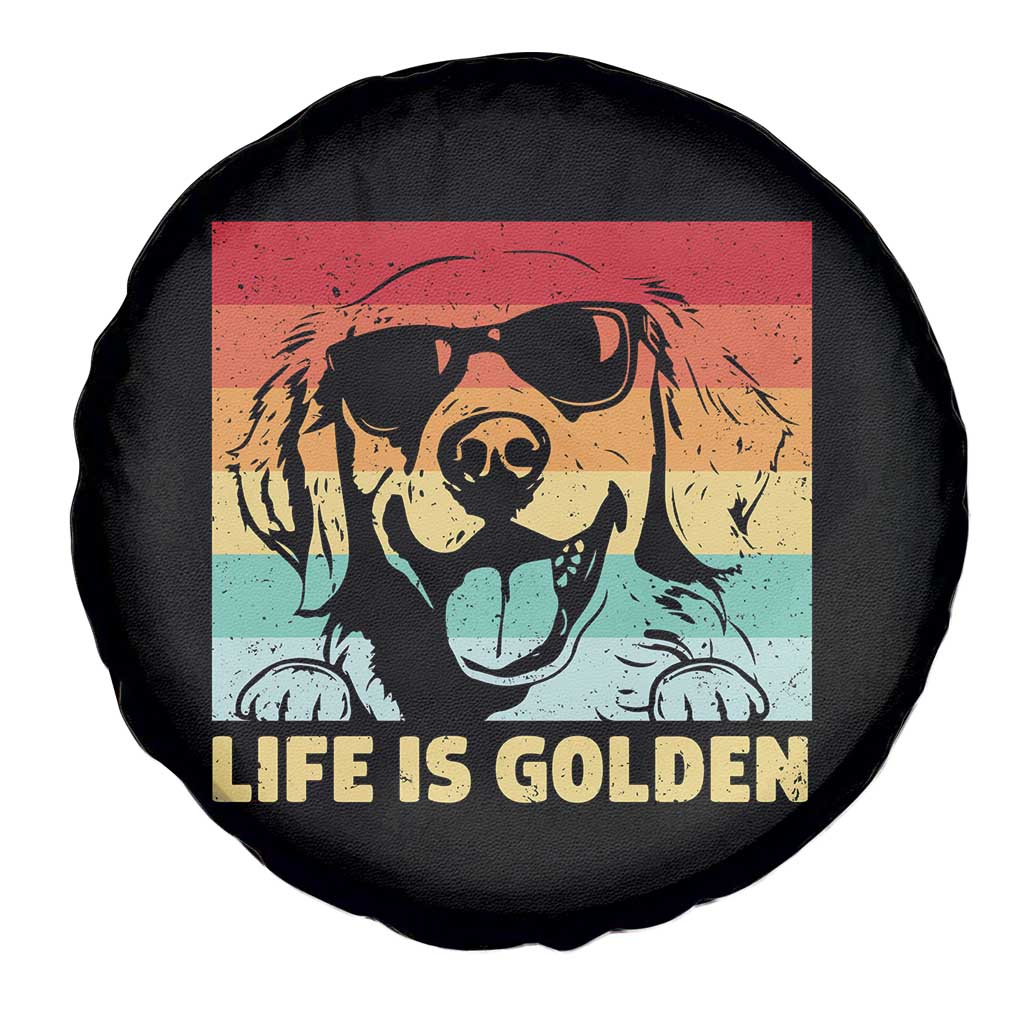Golden Retriever Dog Spare Tire Cover Life is Golden Retro Vintage TS10 Print Your Wear