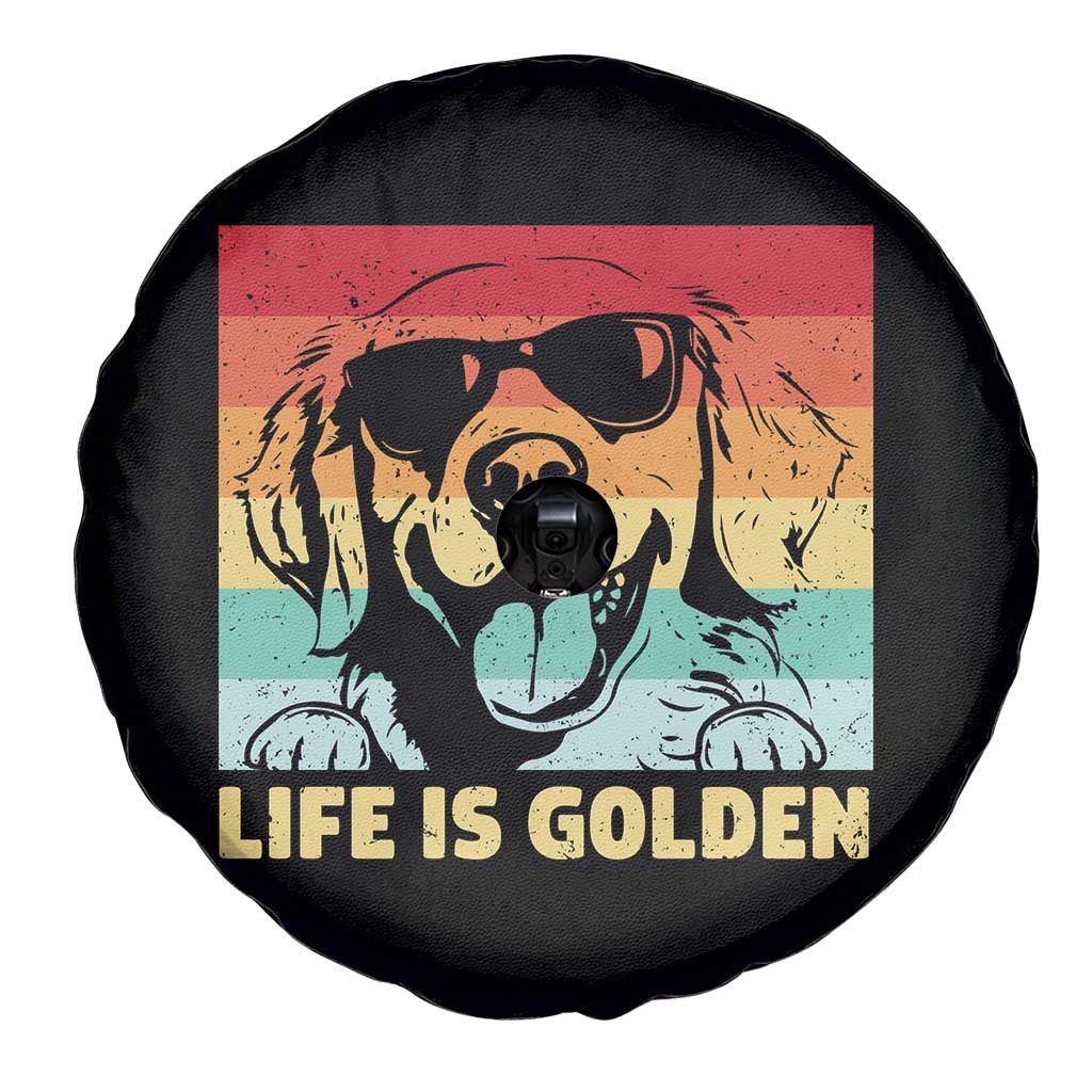 Golden Retriever Dog Spare Tire Cover Life is Golden Retro Vintage TS10 Print Your Wear
