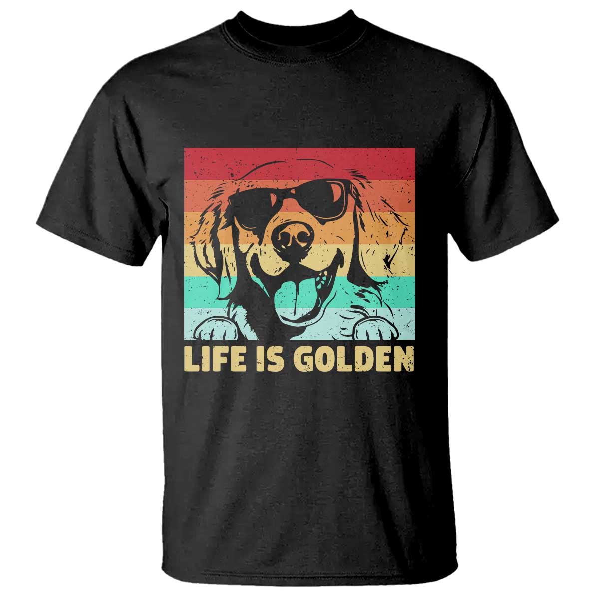 Golden Retriever Dog T Shirt Life is Golden Retro Vintage TS10 Black Print Your Wear