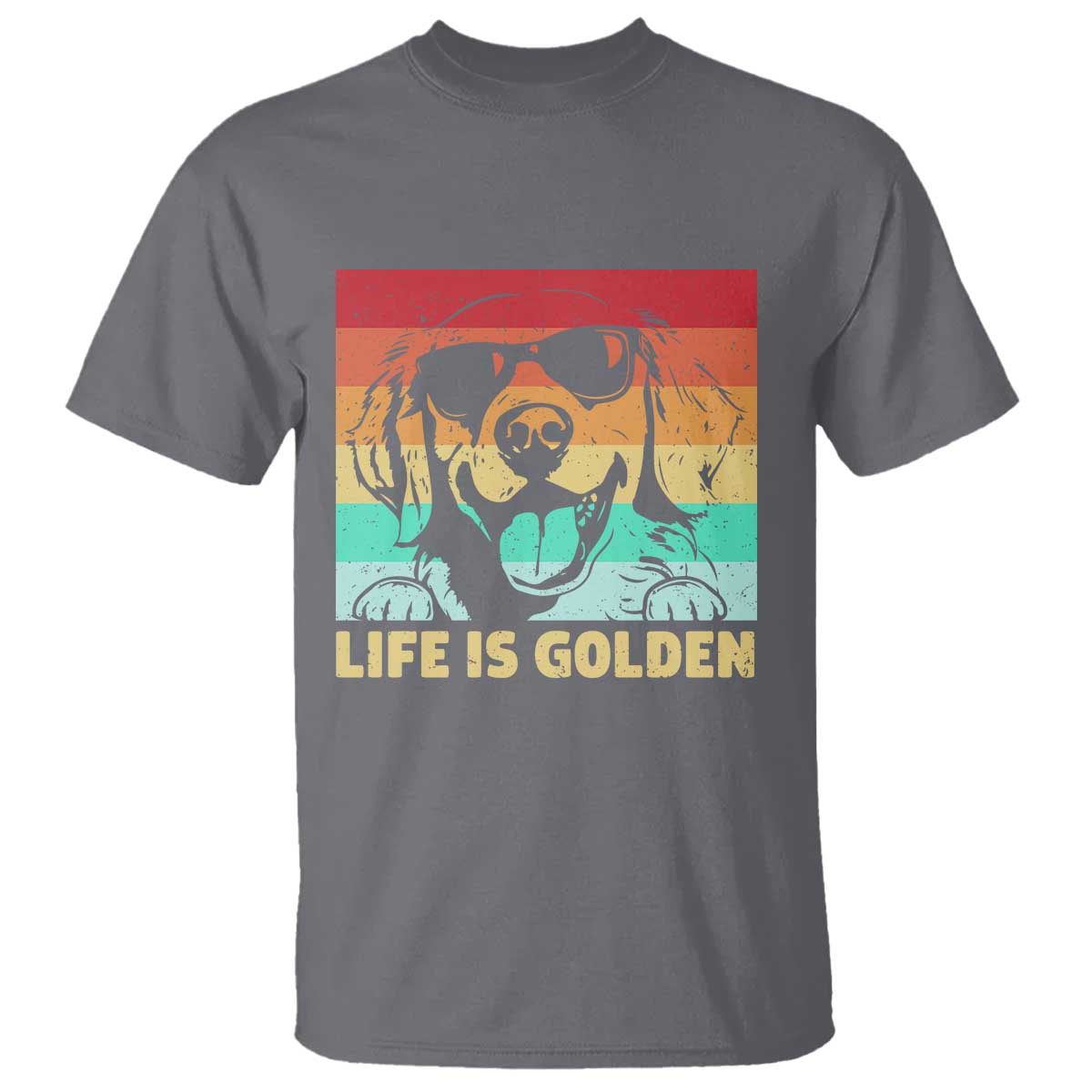 Golden Retriever Dog T Shirt Life is Golden Retro Vintage TS10 Charcoal Print Your Wear