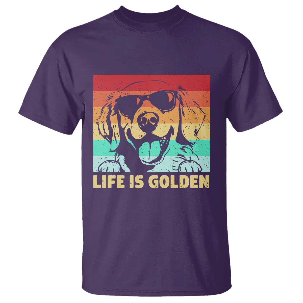 Golden Retriever Dog T Shirt Life is Golden Retro Vintage TS10 Purple Print Your Wear