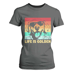 Golden Retriever Dog T Shirt For Women Life is Golden Retro Vintage TS10 Dark Heather Print Your Wear