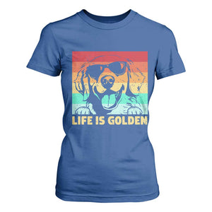 Golden Retriever Dog T Shirt For Women Life is Golden Retro Vintage TS10 Royal Blue Print Your Wear