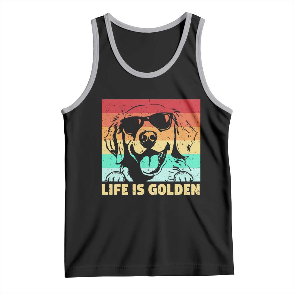 Golden Retriever Dog Tank Top Life is Golden Retro Vintage TS10 Black Athletic Heather Print Your Wear