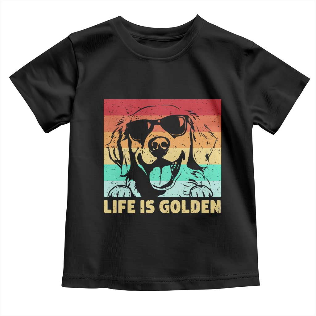 Golden Retriever Dog Toddler T Shirt Life is Golden Retro Vintage TS10 Black Print Your Wear
