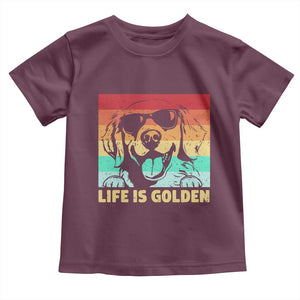 Golden Retriever Dog Toddler T Shirt Life is Golden Retro Vintage TS10 Maroon Print Your Wear