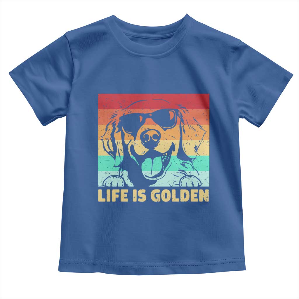 Golden Retriever Dog Toddler T Shirt Life is Golden Retro Vintage TS10 Royal Blue Print Your Wear