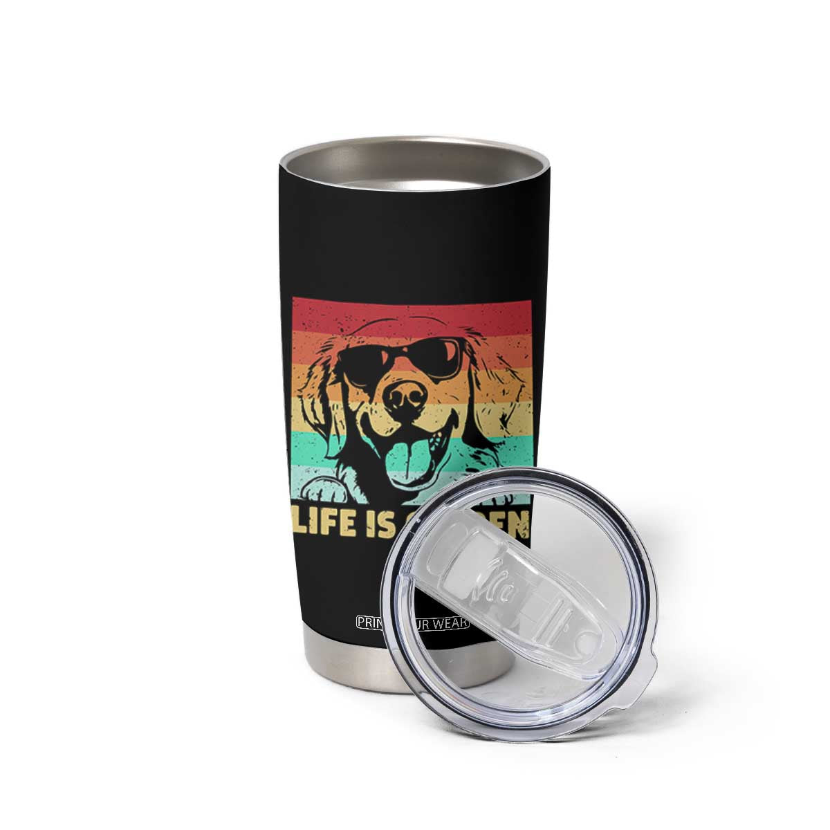 Golden Retriever Dog Tumbler Cup Life is Golden Retro Vintage TS10 Print Your Wear